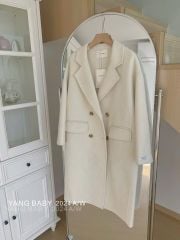 LEN5560 DẠ ÉP CỔ VEST DÁNG DÀI CC (KEM) 26113