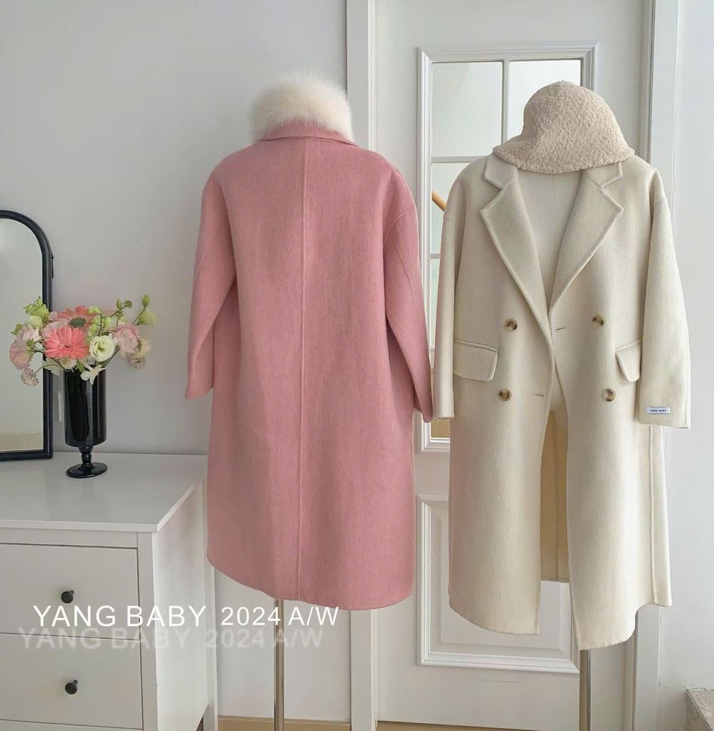 LEN5560 DẠ ÉP CỔ VEST DÁNG DÀI CC (KEM) 26113