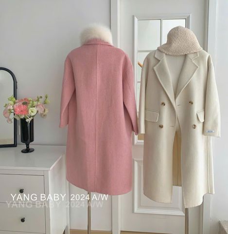 LEN5560 DẠ ÉP CỔ VEST DÁNG DÀI CC (KEM) 26113