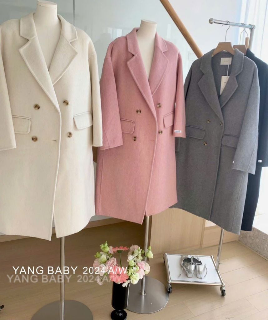 LEN5560 DẠ ÉP CỔ VEST DÁNG DÀI CC (KEM) 26113