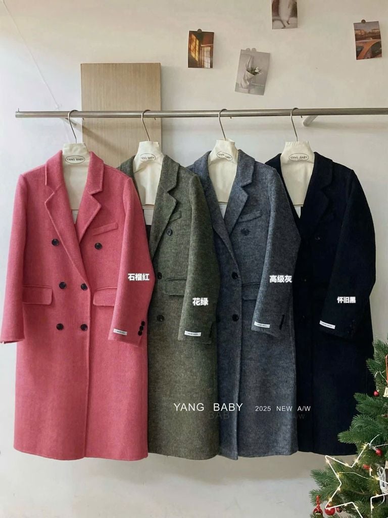 LEN5564 DẠ ÉP LÔNG CỔ VEST DÁNG DÀI CC (XANH) 26091