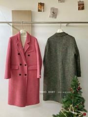 LEN5564 DẠ ÉP LÔNG CỔ VEST DÁNG DÀI CC (XANH) 26091