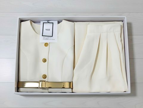 VGU1918 SET KEM CAOCAP - QUẦN TÂY SUÔNG PHỐI NỊT DA BÓNG