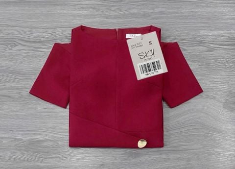 SKY9672 - ĐẦM XẺ VAI MÀU ĐỎ