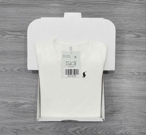 SKY9678 - ÁO THUN TAY DÀI CỔ TRÒN LOGO THÊU - MÀU TRẮNG