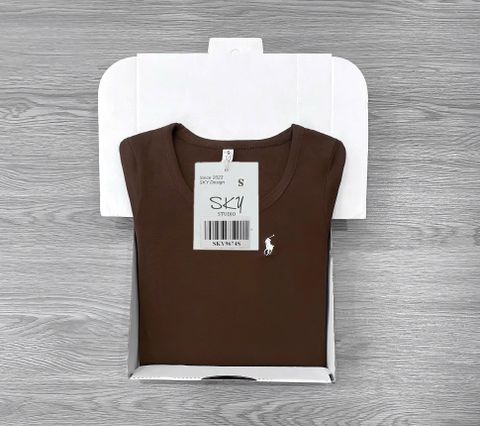 SKY9674 - ÁO THUN TAY DÀI CỔ TRÒN LOGO THÊU - MÀU NÂU
