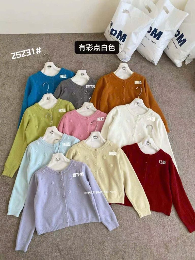 LEN5664 - ÁO LEN THÊU NƠ NỔI MÀU XANH 25231