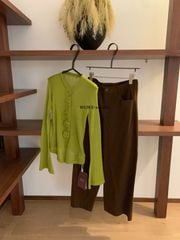 LEN5643 -  LEN MỎNG TAY DÀI  NÚT BẤM HOA 7469 - MÀU XANH LÁ