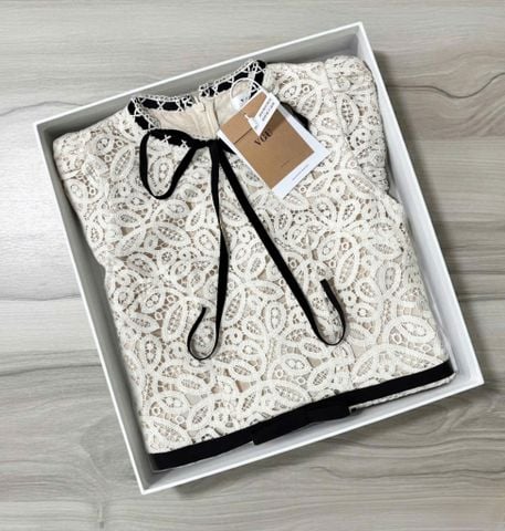 VGU1943 ÁO REN TK CỔ ĐAN DÂY THẮT NƠ (LẺ)