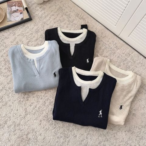 LEN5673 - ÁO LEN TAY DÀI PHỐI LỚP LÓT TRONG 8059 - MÀU X.NHẠT