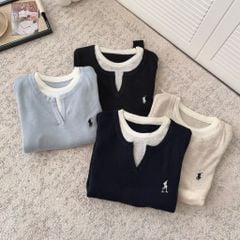 LEN5674 - ÁO LEN TAY DÀI PHỐI LỚP LÓT TRONG 8059 - MÀU DA