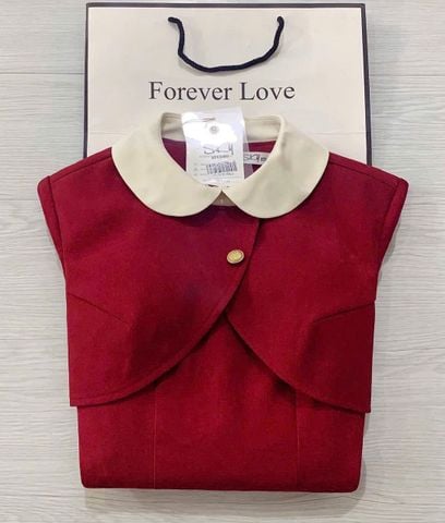 SKY5958 ĐẦM XÒE CỔ SEN THANH LỊCH (ĐỎ)