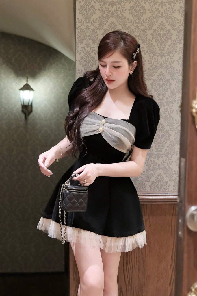 SHE4751 - ĐẦM NGẮN LOLA PHỐI LƯỚI