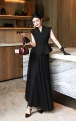 SHE4754 - SET ÁO SÁT NÁCH - CHÂN VÁY LƯỚI XÒE