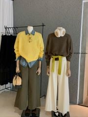 LEN5703 ÁO LEN TAY DÀI WGWE (NÂU RÊU) 7811