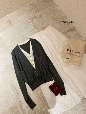 LEN5695 ÁO LEN TAY DÀI LÓT 2LỚP (XÁM) W7351