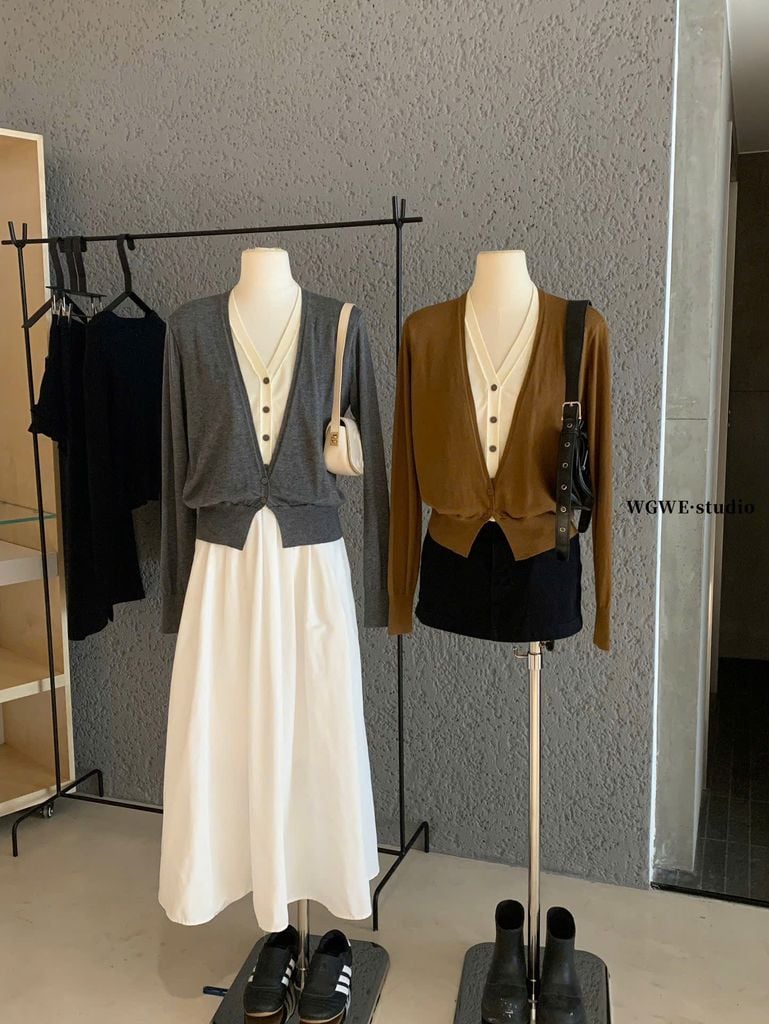 LEN5695 ÁO LEN TAY DÀI LÓT 2LỚP (XÁM) W7351