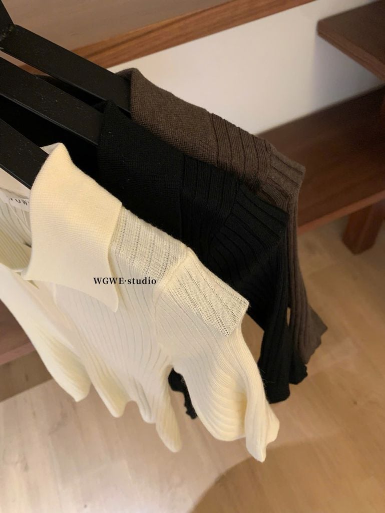 LEN5708 ÁO LEN CỔ POLO TAY NGẮN WGWE (KEM) 7267