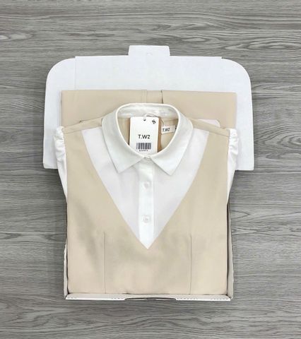 KS1597 ĐẦM DÀI PHỐI CỔ SƠMI (DA)