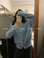 LEN5771 KHOÁC LEN ĐAN DÂY NÚT MÀU (X.BIỂN)