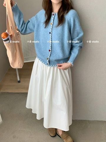 LEN5771 KHOÁC LEN ĐAN DÂY NÚT MÀU (X.BIỂN)