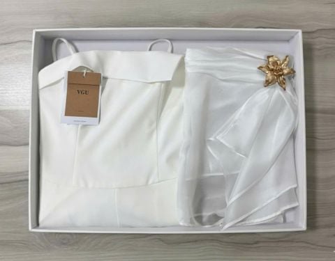 VGU1994 JUM QUẦN DÀI KÈM CHOÀNG (TRẮNG)