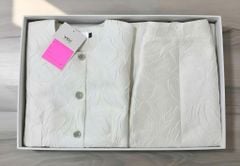 VGU1996 SET ÁO HOA VÂN NỔI TAY PHỒNG - CHÂN VÁY XÒE