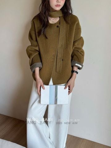 LEN5902 KHOÁC DẠ ÉP 3NÚT KÈM NÓN (X.RÊU) 26357