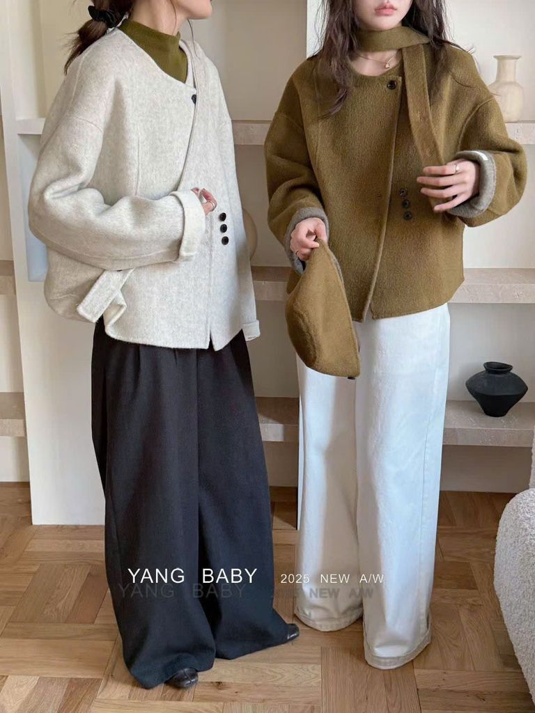 LEN5902 KHOÁC DẠ ÉP 3NÚT KÈM NÓN (X.RÊU) 26357