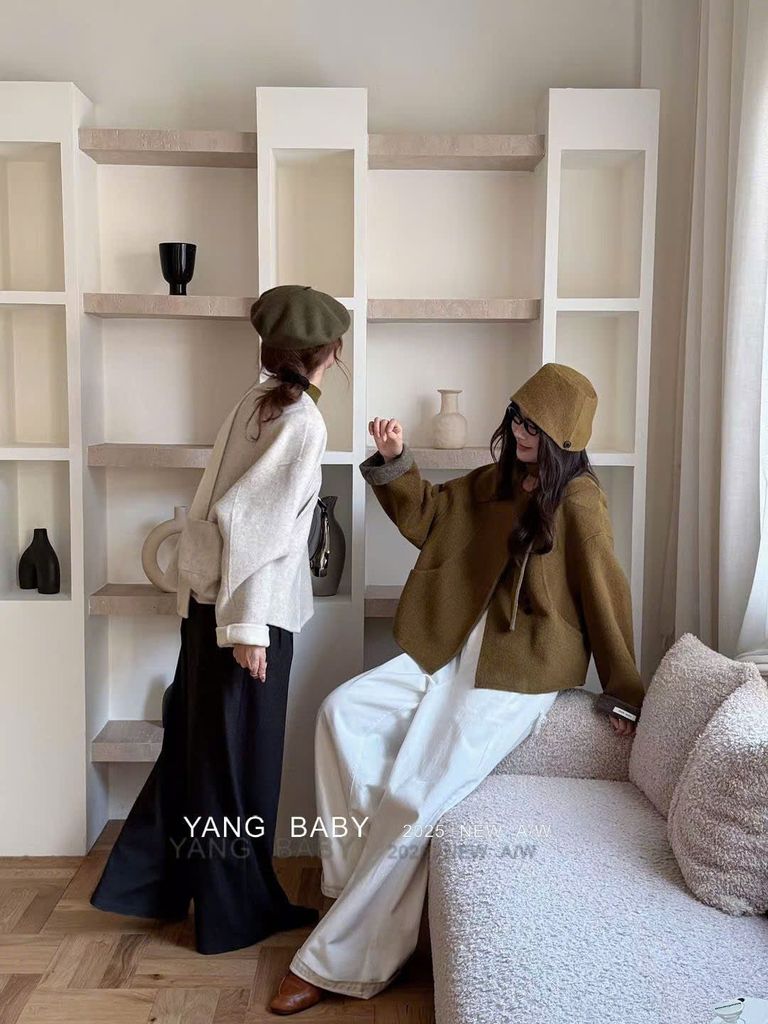 LEN5902 KHOÁC DẠ ÉP 3NÚT KÈM NÓN (X.RÊU) 26357