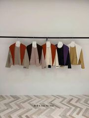 LEN5916 KHOÁC DẠ ÉP PHỐI KHĂN LEN (HỒNG) 5852