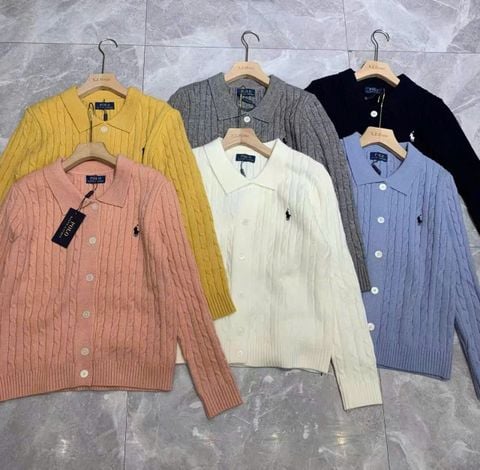 LEN5838 POLO LEN NGỰA PHỐI NÚT (TRẮNG)