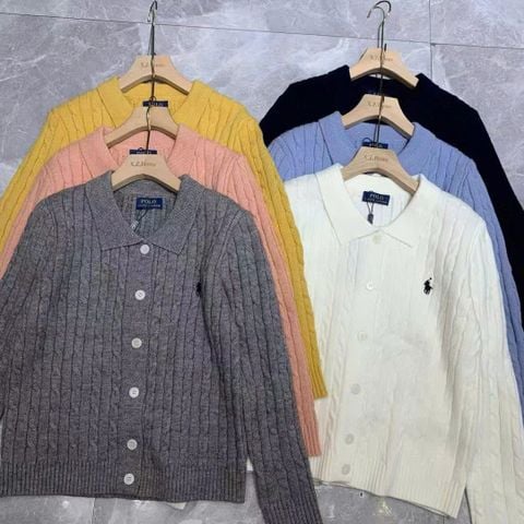 LEN5838 POLO LEN NGỰA PHỐI NÚT (TRẮNG)