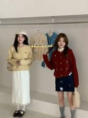 LEN5919 ÁO LEN TAY DÀI THÊU HOA (VÀNG)