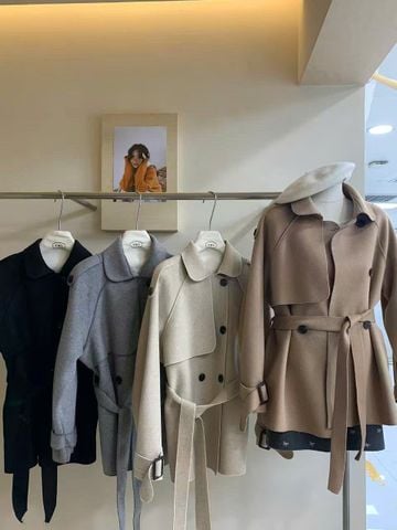 LEN5972 MĂNG-TÔ DẠ LỬNG CỔ VEST + ĐAI (DA) 15211