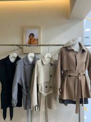 LEN5972 MĂNG-TÔ DẠ LỬNG CỔ VEST + ĐAI (DA) 15211