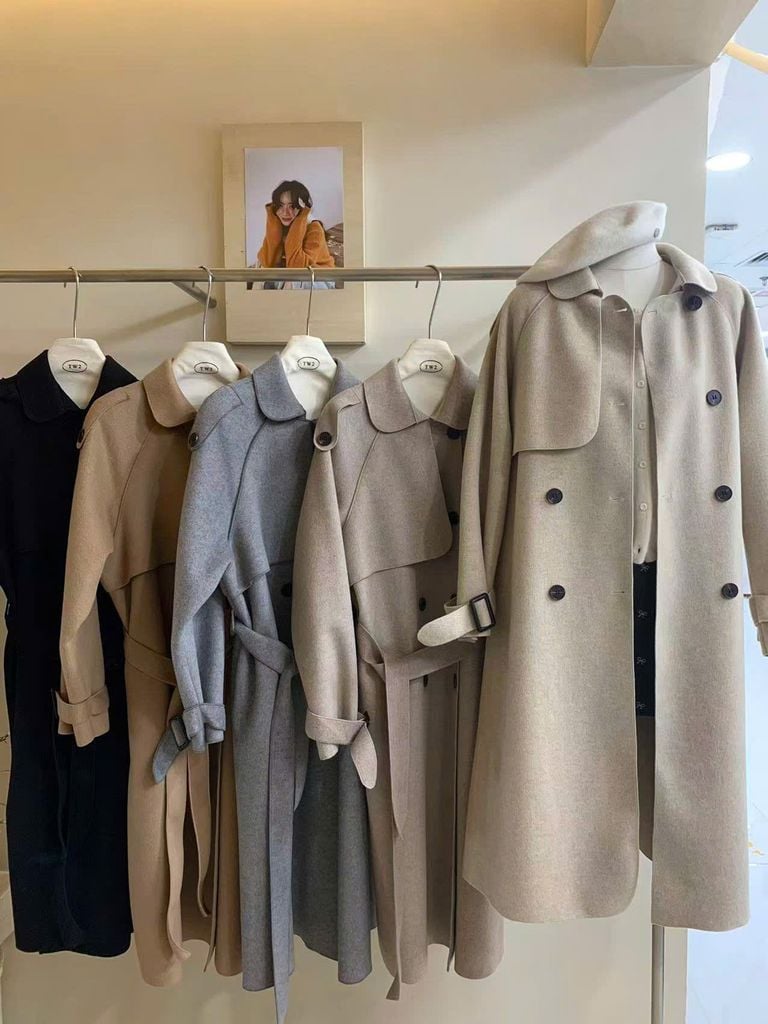 LEN5971 MĂNG-TÔ DẠ DÀI CỔ VEST + ĐAI (NÂU) 15212