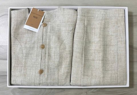 VGU2022 SET ÁO TK TÙNG PEPLUM TAY DÀI - C.VÁY ĐUÔI CÁ LỬNG