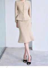 VGU2022 SET ÁO TK TÙNG PEPLUM TAY DÀI - C.VÁY ĐUÔI CÁ LỬNG