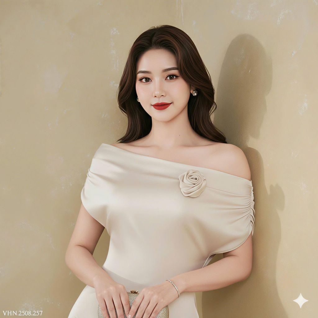 VGU2023 ĐẦM LỤA BẸT VAI PHỐI TAG HOA