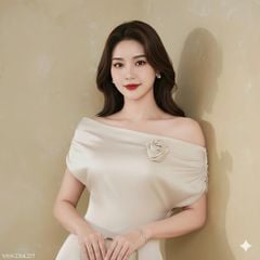 VGU2023 ĐẦM LỤA BẸT VAI PHỐI TAG HOA