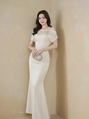 VGU2023 ĐẦM LỤA BẸT VAI PHỐI TAG HOA