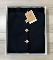 VGU2017 ĐẦM XẾP LI ĐEN NÚT KIỂU