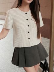 VGU2019 SET ÁO SỌC PHỐI TÚI - C.VÁY XẾP LI NGẮN