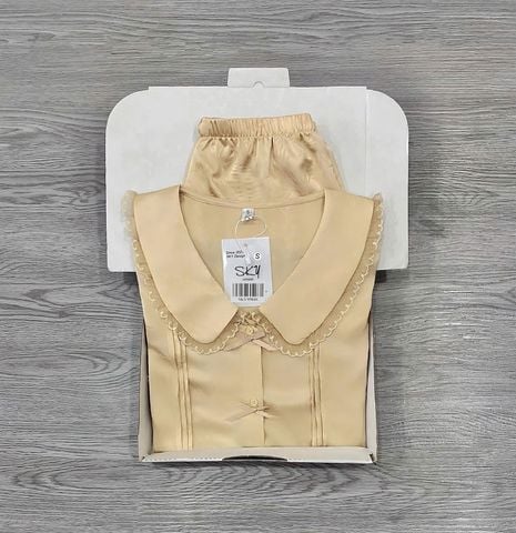 SKY9584 SET BỘ LỤA CỔ PHỐI REN -QUẦN SHORT (DA)