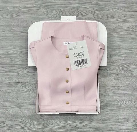 SKY9715 SET CÔNG SỞ PHỐI NÚT K.LOẠI - CHÂN VÁY A HỒNG (KO KÈM NỊT)