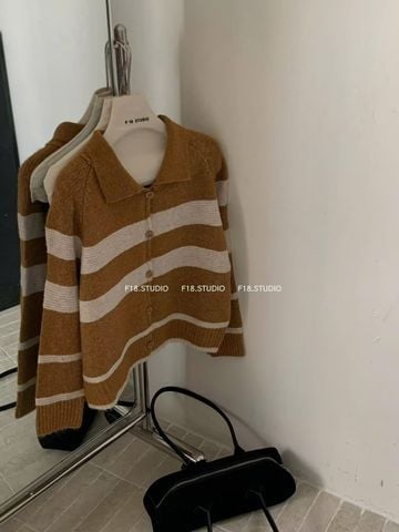 LEN5992 ÁO LEN SỌC CỔ POLO (NÂU) F925