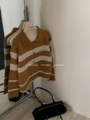 LEN5992 ÁO LEN SỌC CỔ POLO (NÂU) F925