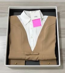 VGU2071 - ĐẦM DÀI CỔ YẾM PHỐI SƠMI TAY NGẮN