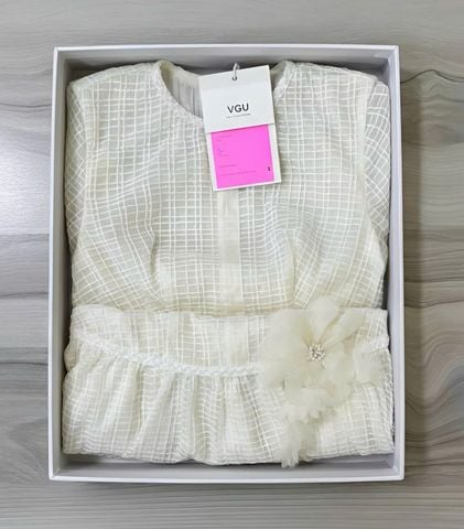 VGU2086 ĐẦM REN LƯỚI NGẮN EO ĐÍNH HOA